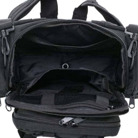 Black-Tactical-Camera-Bag-Top-View black tactical camera sling bag - top view