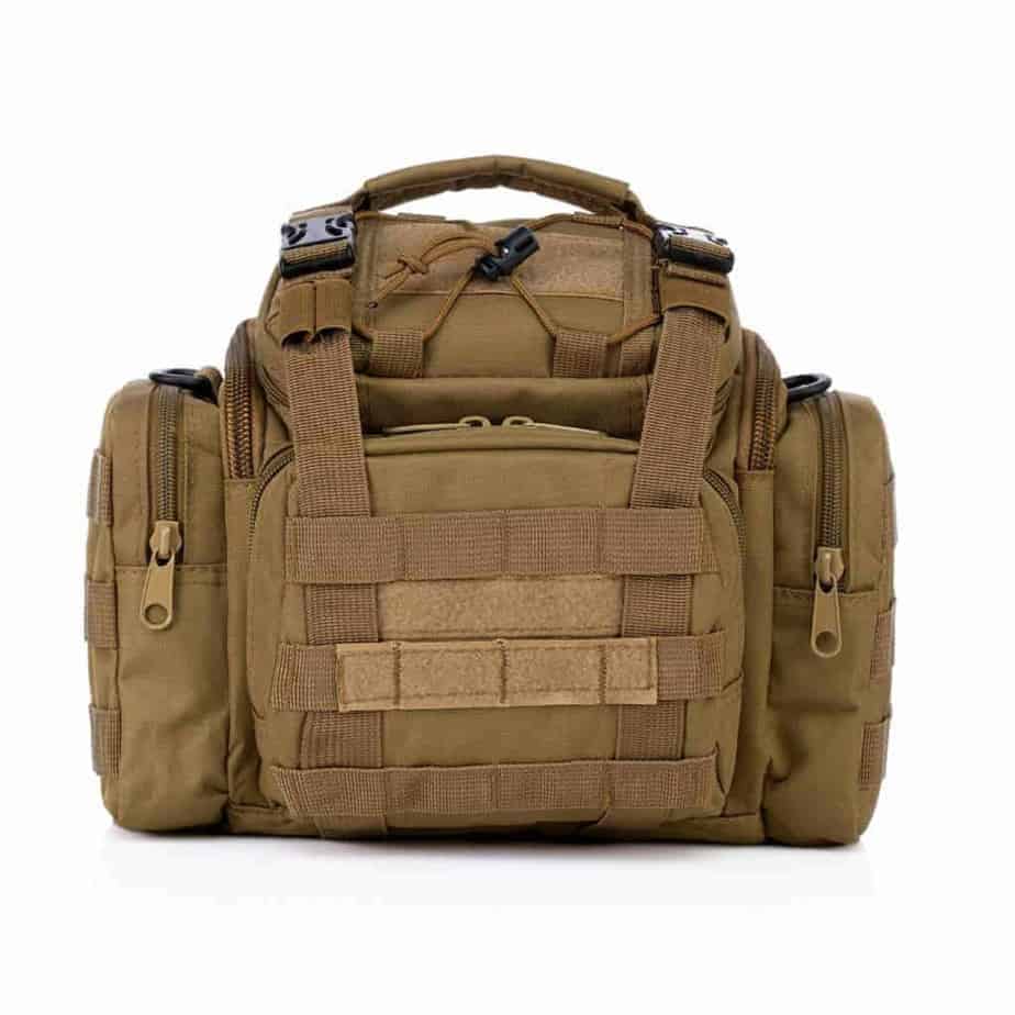 Khaki tactical camera bag - Front view